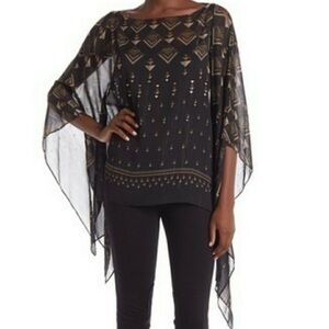 Vince Camuto Tunic Blouse Gold Print NWT Size S